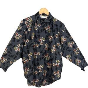 Vintage Diane Von Furstenberg Women's Hawaiian Luau Button Up Blouse Size M